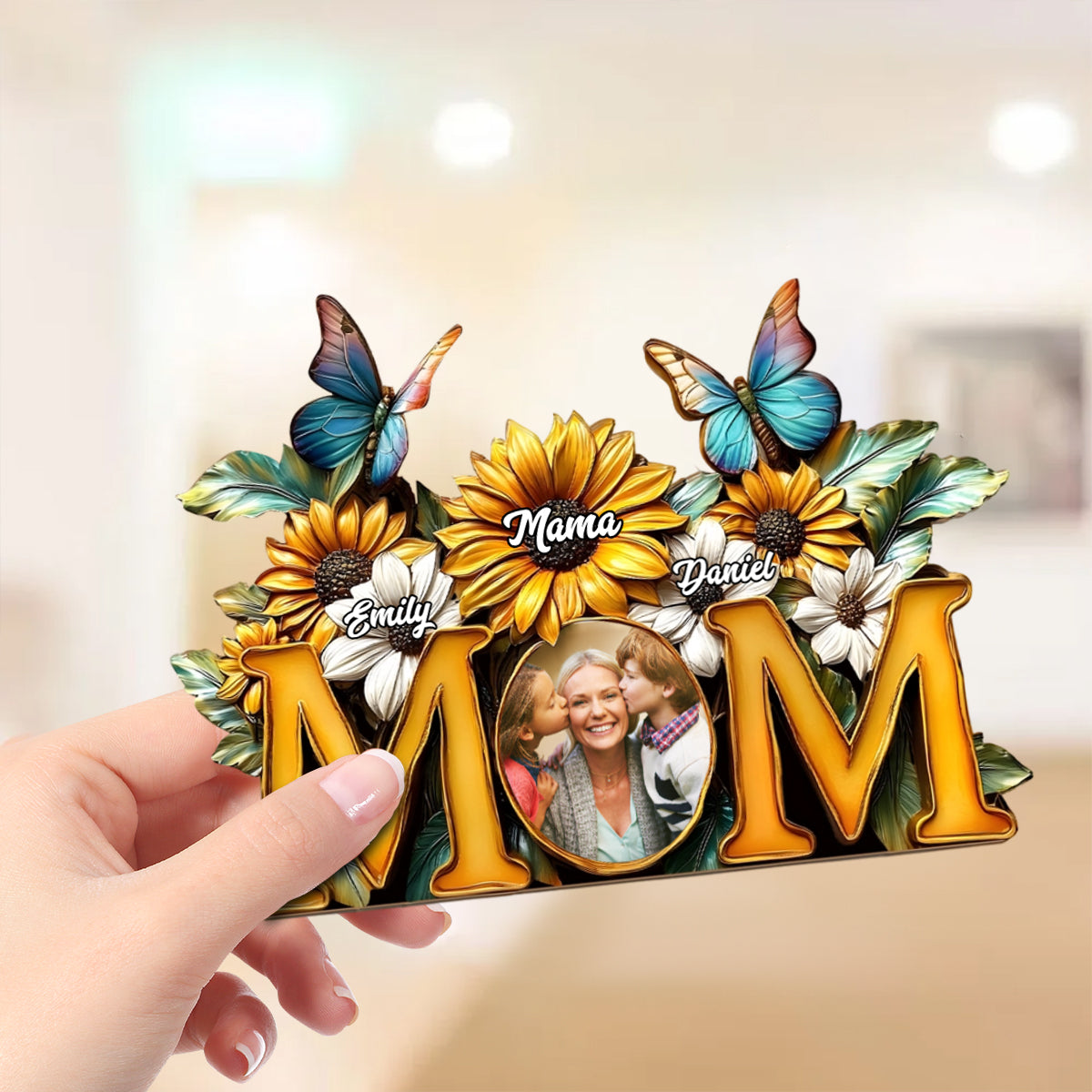Sunflower Mom - Personalized Mother Custom Acrylic Plaque