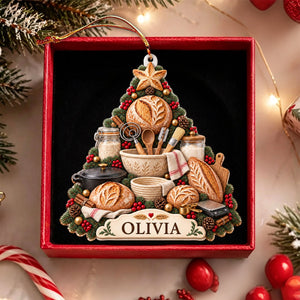 Personalized Sourdough Christmas Ornament, Custom Name Bread Baking Tree Keepsake, Bread Maker Gift, Gift For Sourdough Lover Baker