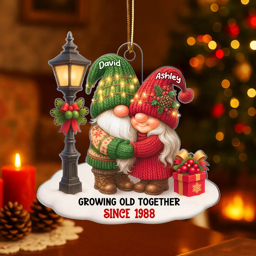 Christmas Couple Growing Old Together Personalized Acrylic Ornament