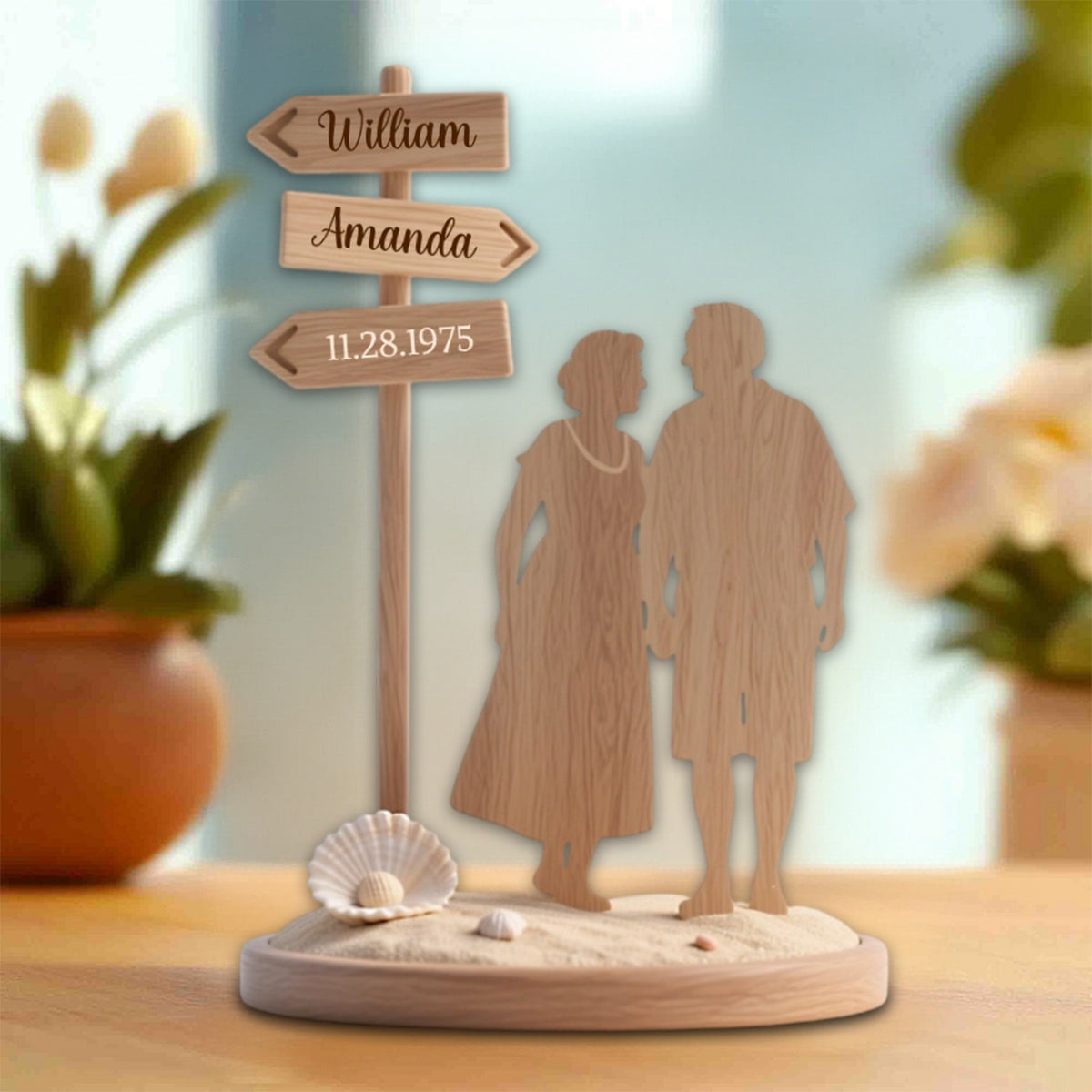 Personalized Couple Beach Sign Summer Vacation Custom Shaped Acrylic Plaque