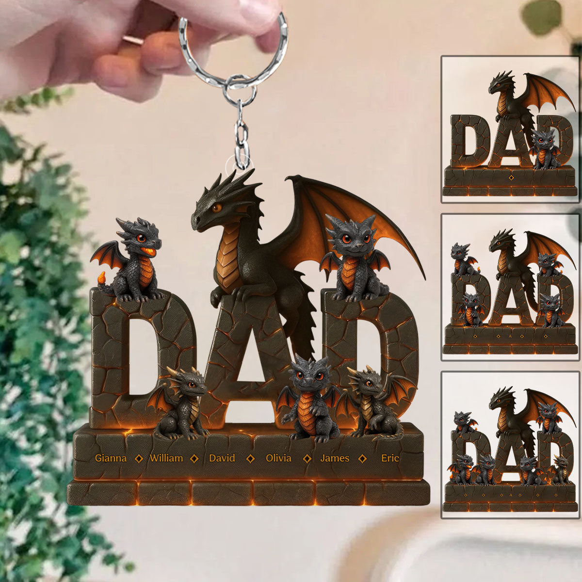 Fire Dragon Dad Acrylic Keychain Personalized Gifts For Dad