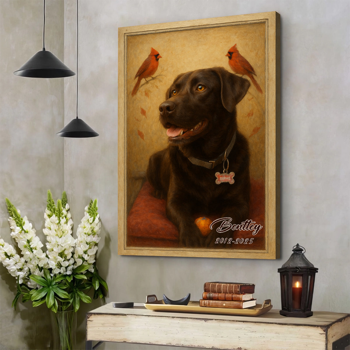 Custom Pet Portrait Painting, Dog Portrait From Photo, Personalized Canvas Poster, Memorial Cardinal Gift