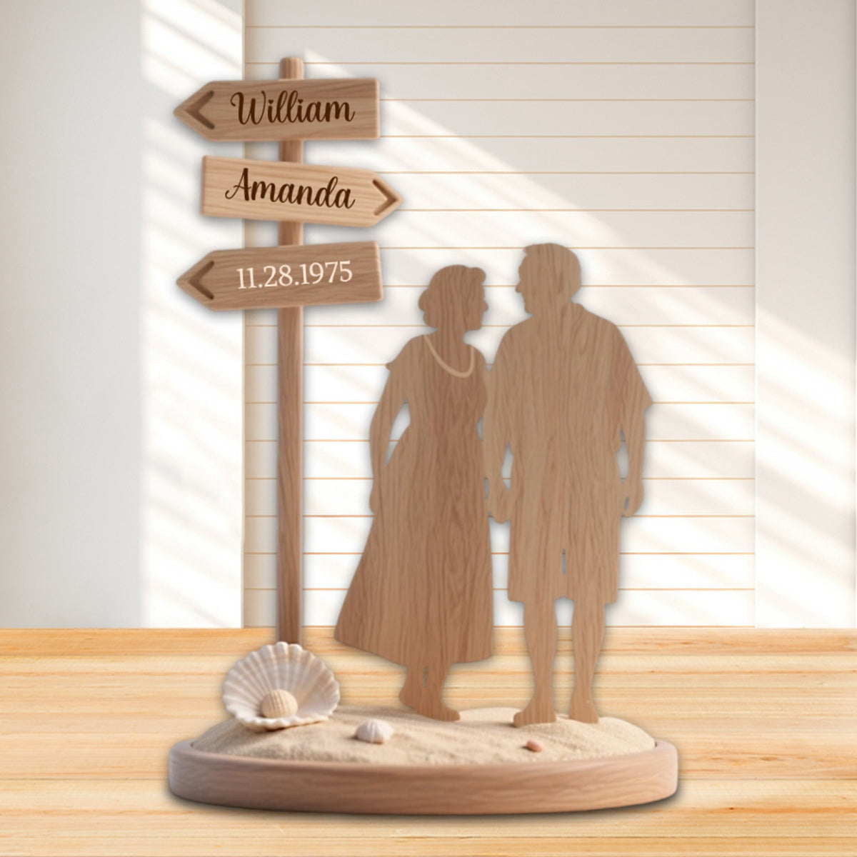 Personalized Couple Beach Sign Summer Vacation Custom Shaped Acrylic Plaque