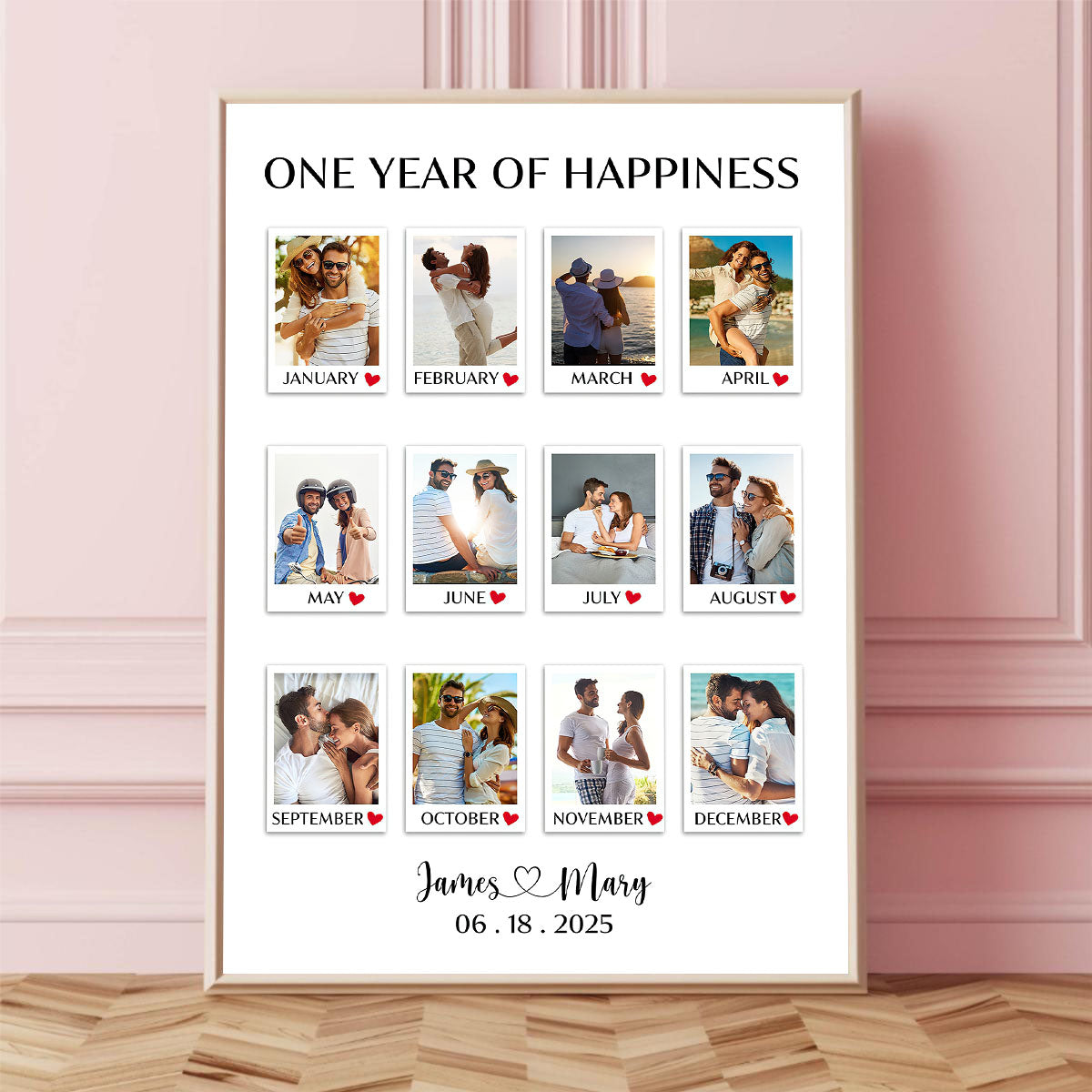 A Year Full Of Love Couple Anniversary Gift - Personalized Custom Photo Canvas Poster