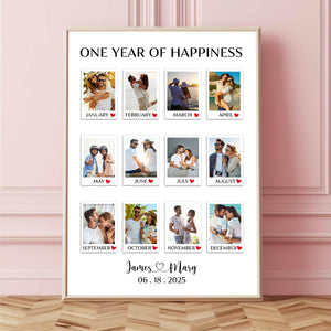 A Year Full Of Love Couple Anniversary Gift - Personalized Custom Photo Canvas Poster