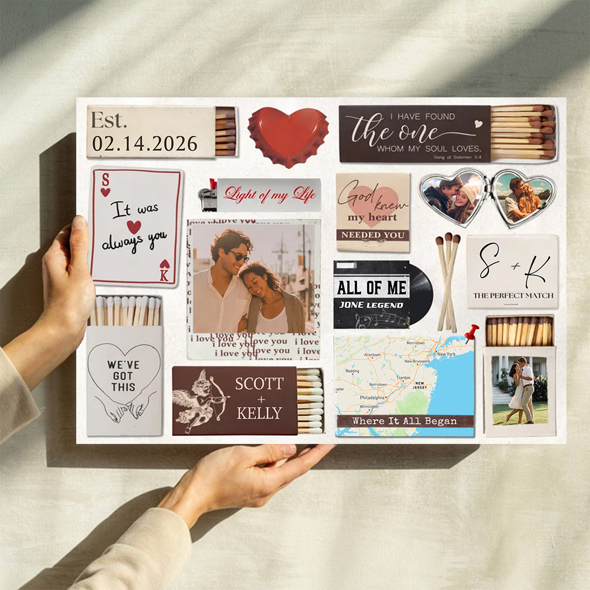 Love Story Scrapbook Canvas - Personalized Valentine’s Day Gift for Couples