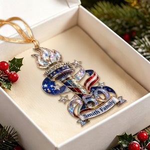 Personalized America 250 Liberty Torch Independence Celebration Hologram Acrylic Ornament