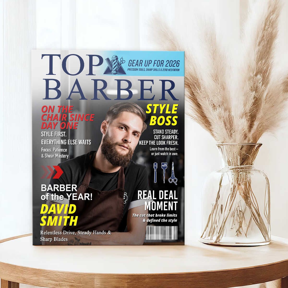 Personalized Barber Magazine Cover, Custom Barber Dad Gift, Barber Lover Gift
