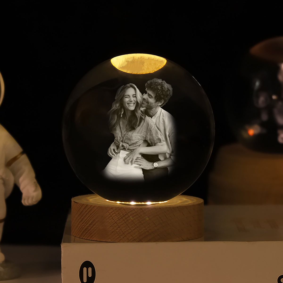 Personalized Memorial Crystal Ball Night Light For Family