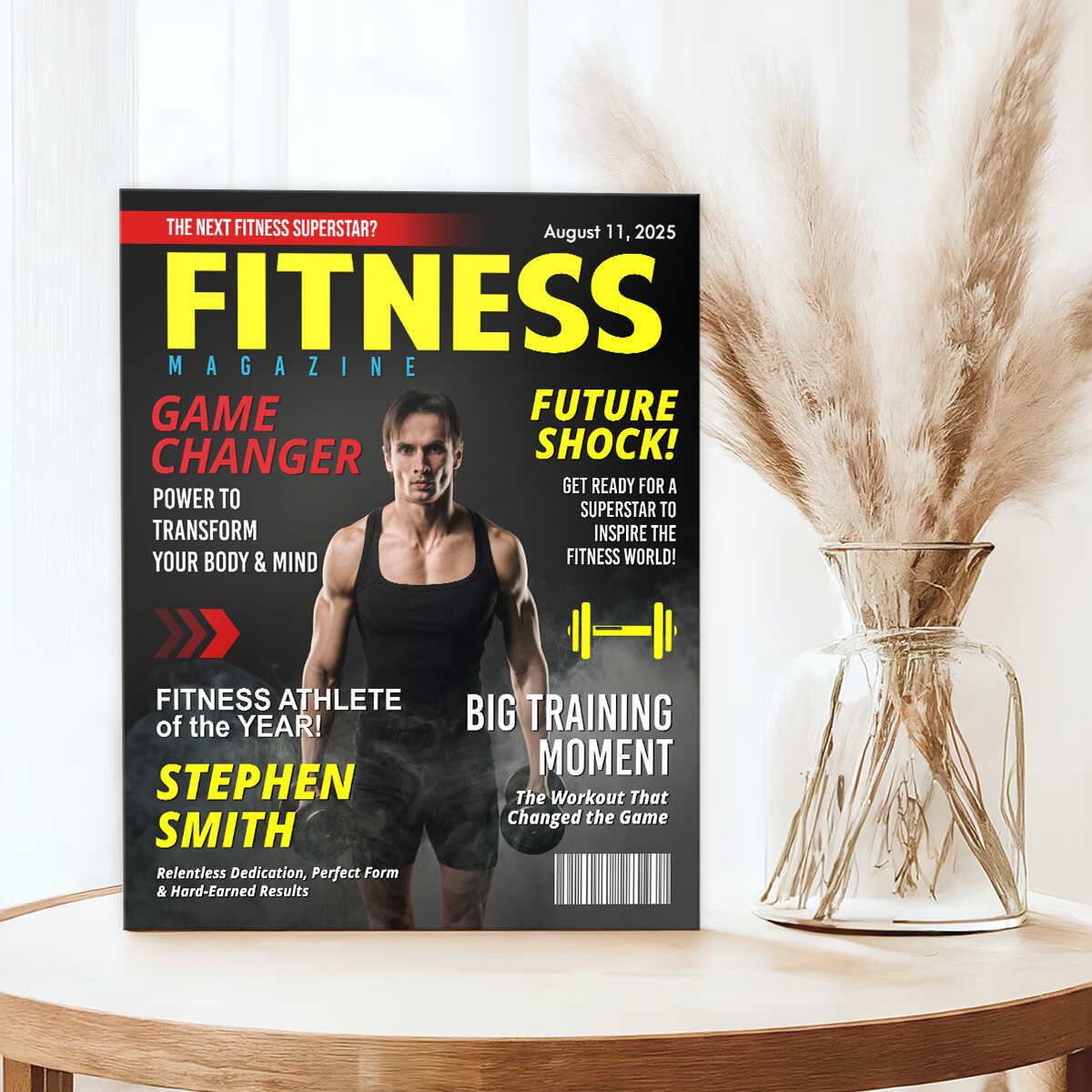 Custom Fitness Magazine Cover Canvas, Custom Gift for Bodybuilder, Fitness Lover Gift, Gift for Gym Enthusiast Athlete