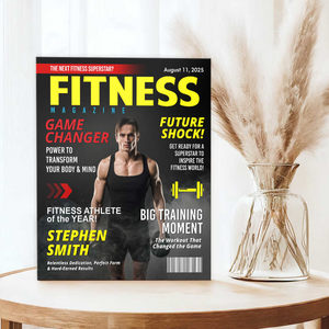 Custom Fitness Magazine Cover Canvas, Custom Gift for Bodybuilder, Fitness Lover Gift, Gift for Gym Enthusiast Athlete