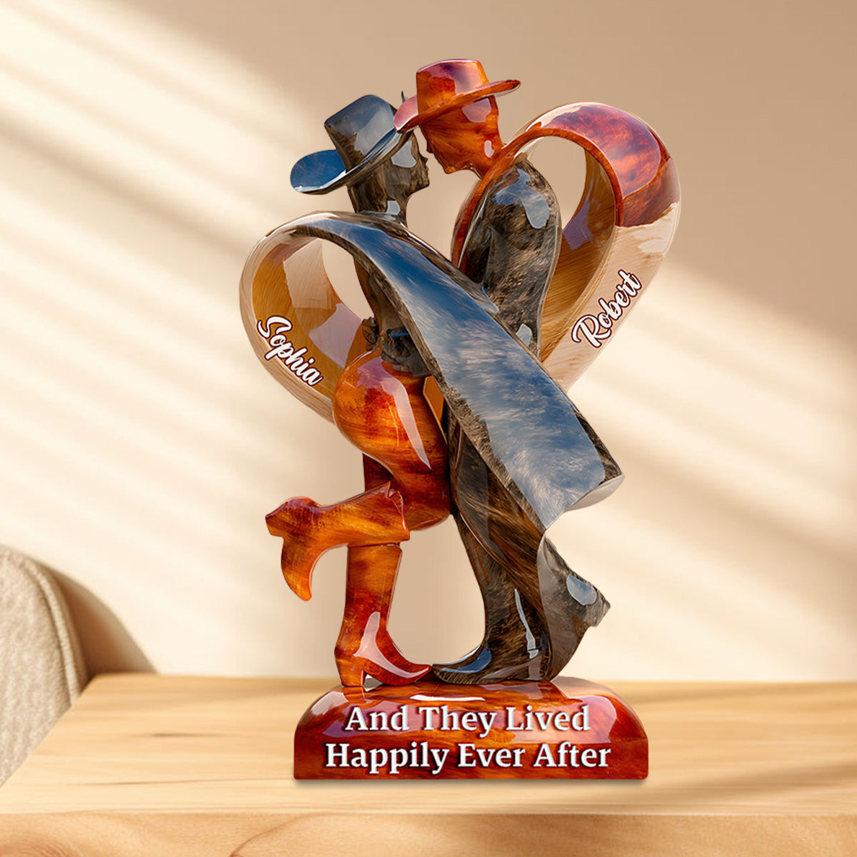 And They Lived Happily Ever After - Personalized Cowgirl Cowboy Couple Acrylic Plaque