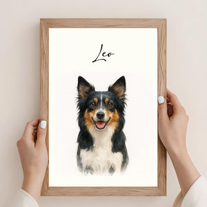 Watercolor Portraits Using Pet Photo Personalized Poster, Gift for Dogs, Cats Lovers