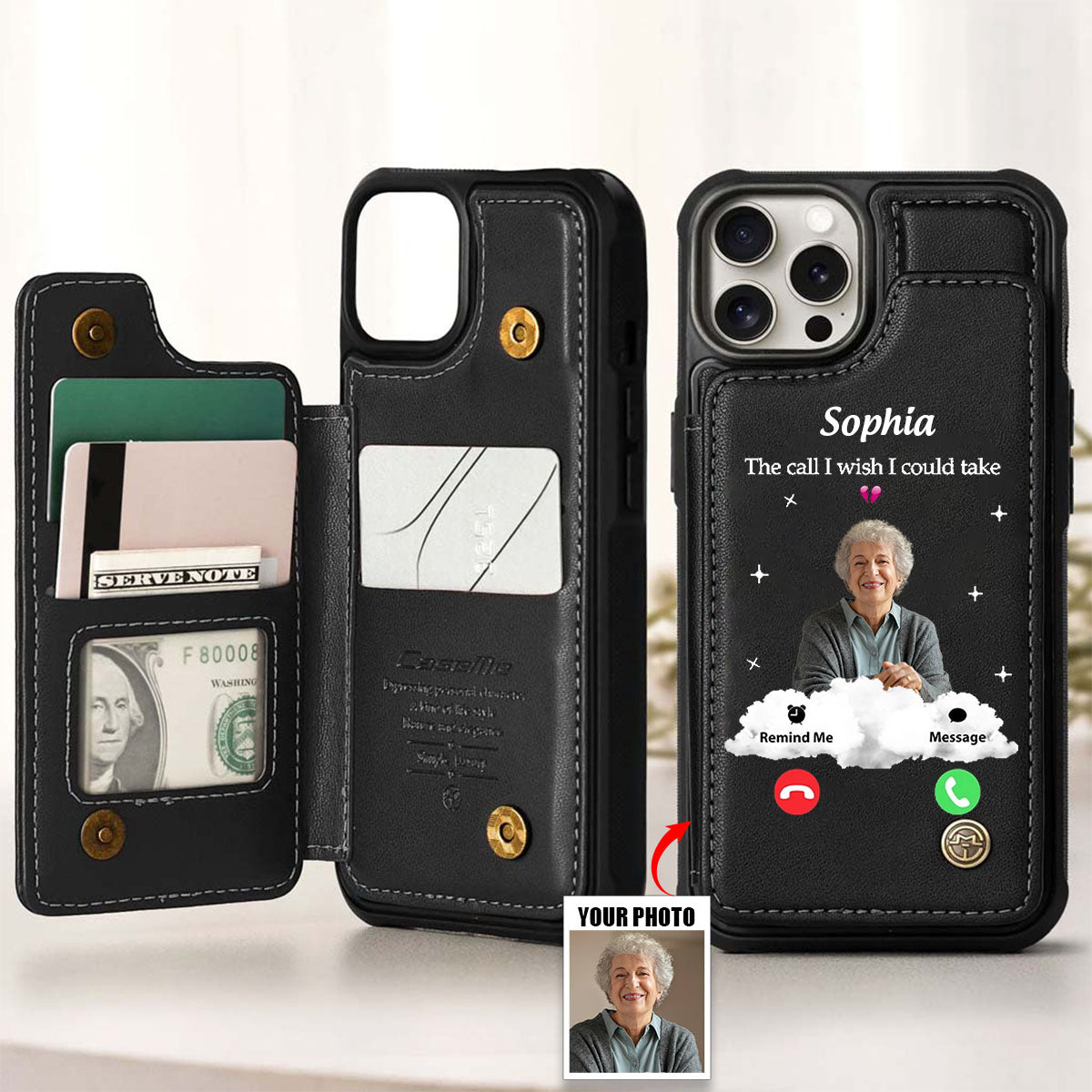 The Call I Wish I Could Take - Personalized Leather Flip Wallet Phone Case