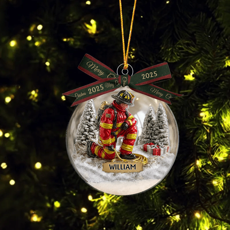 Our Hero Firefighter - Personalized Firefighter Snow Globe Shape Ornament