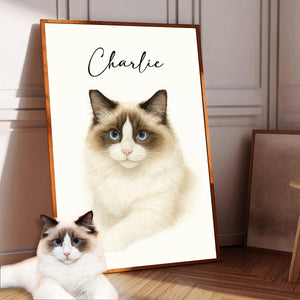 Watercolor Portraits Using Pet Photo Personalized Poster, Gift for Dogs, Cats Lovers