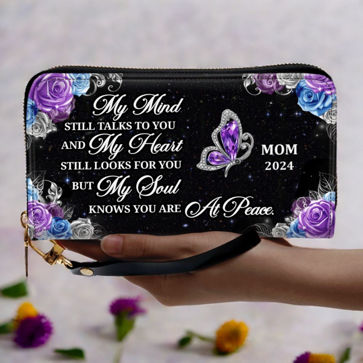 My Mind Still Talks To You - Personalized Leather Clutch Purse