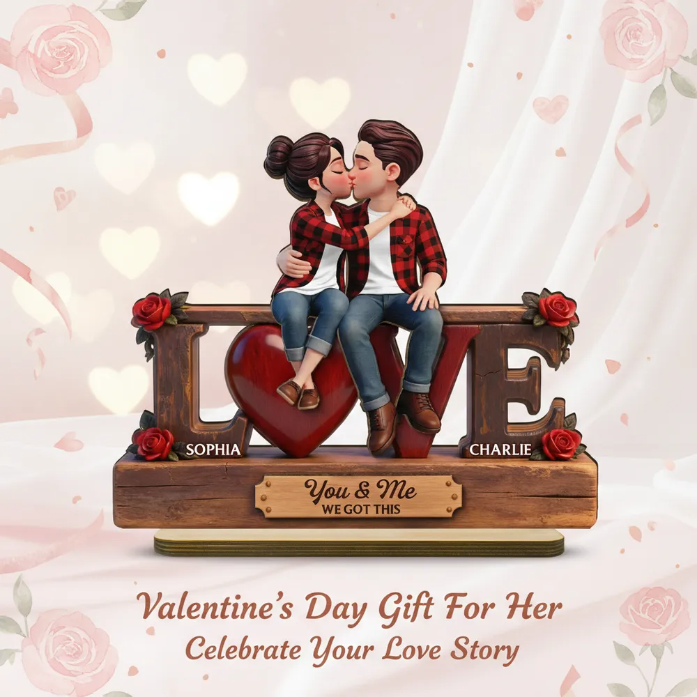 Personalized Eternal Rose Wooden Plaque – Forever Together 2-Layered Love Gift for Couple, Him, or Her