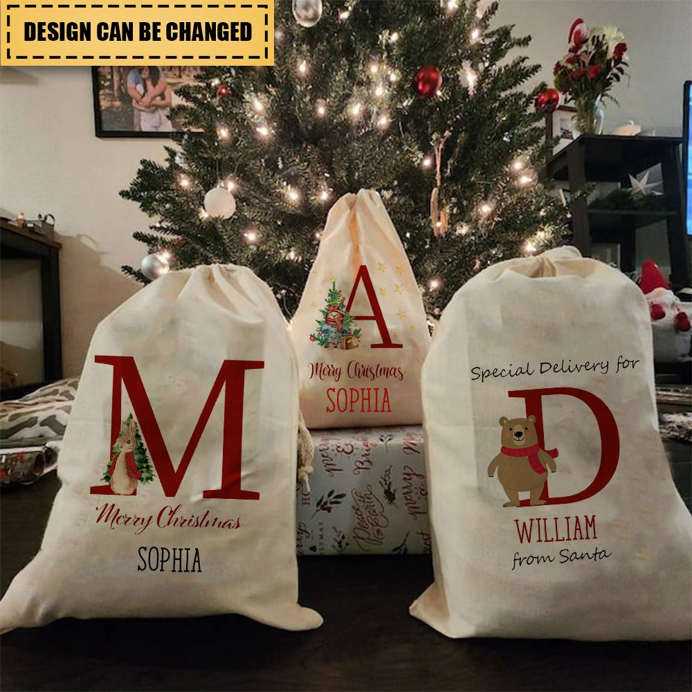 Personalized Name & Initial Christmas Gift Sack