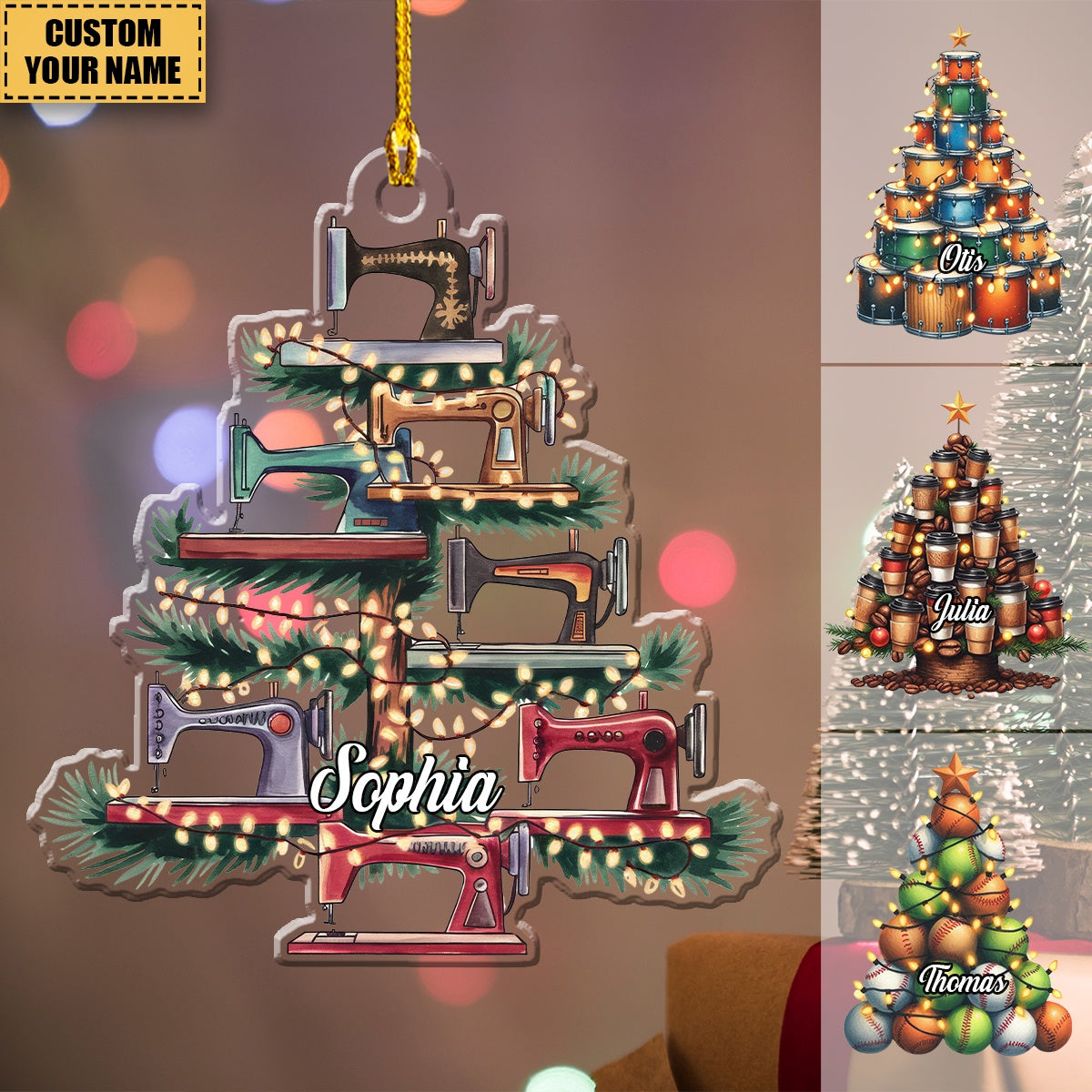 Love Christmas Tree Personalized Acrylic Ornament - Christmas Gifts For Friends, Family And Colleagues