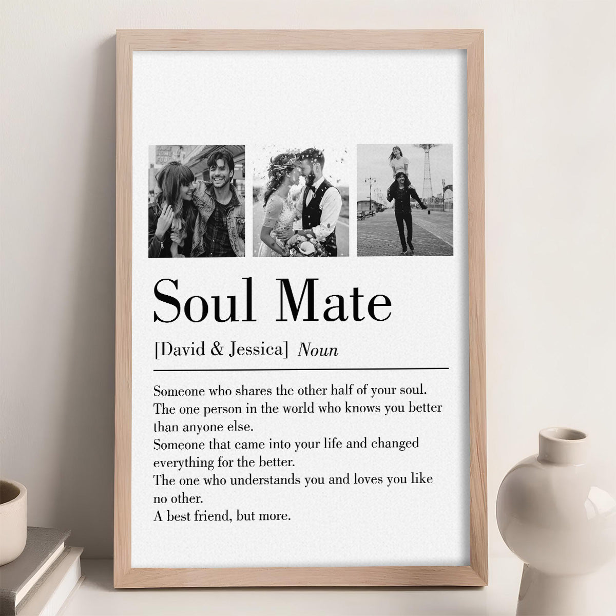 Soul Mate - Personalized Custom Couple Photo and Name Canvas Poster Valentine's Gift for Him, Her