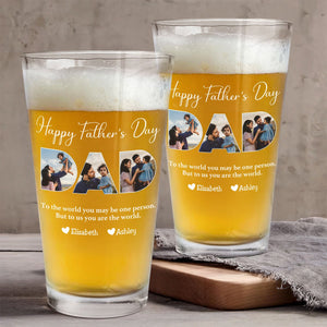 Father - To Me You Are The World - Personalized Beer Glass