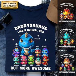 Daddysaurus Grandpasaurus 3D Dinosaurs Personalized Pure Cotton T-Shirt