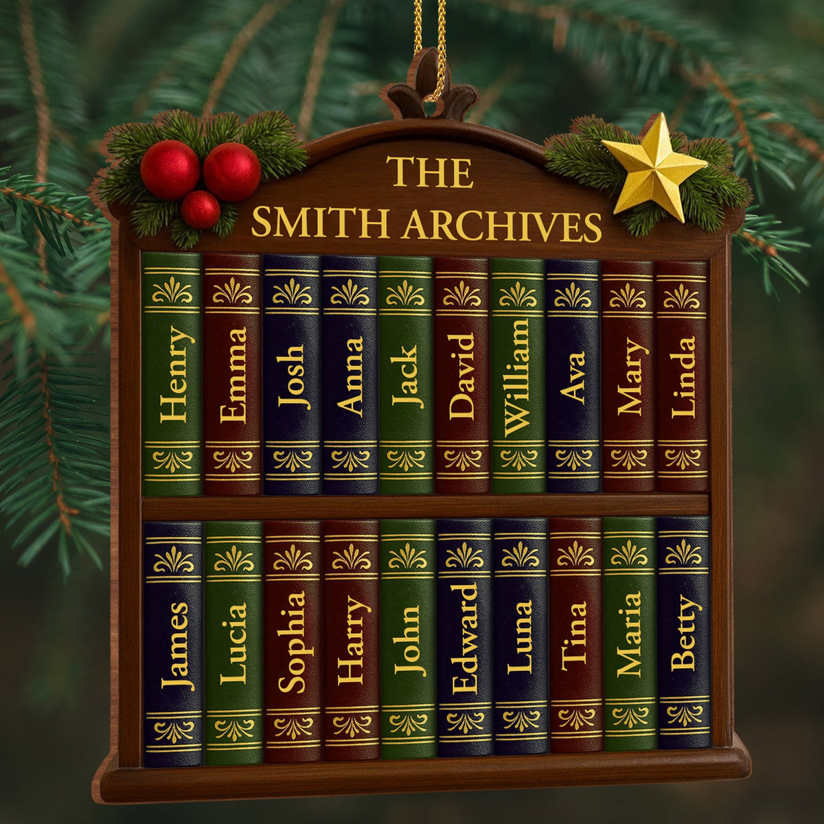 Capture Your Family Story With A Customizable Bookshelf Ornament, Personalized Wood Ornament