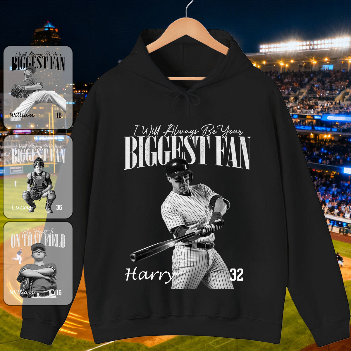 I'll Always Be Your Biggest Fan - Any Sport, Name, Number Personalized Pure Cotton Hoodie For Sport Players