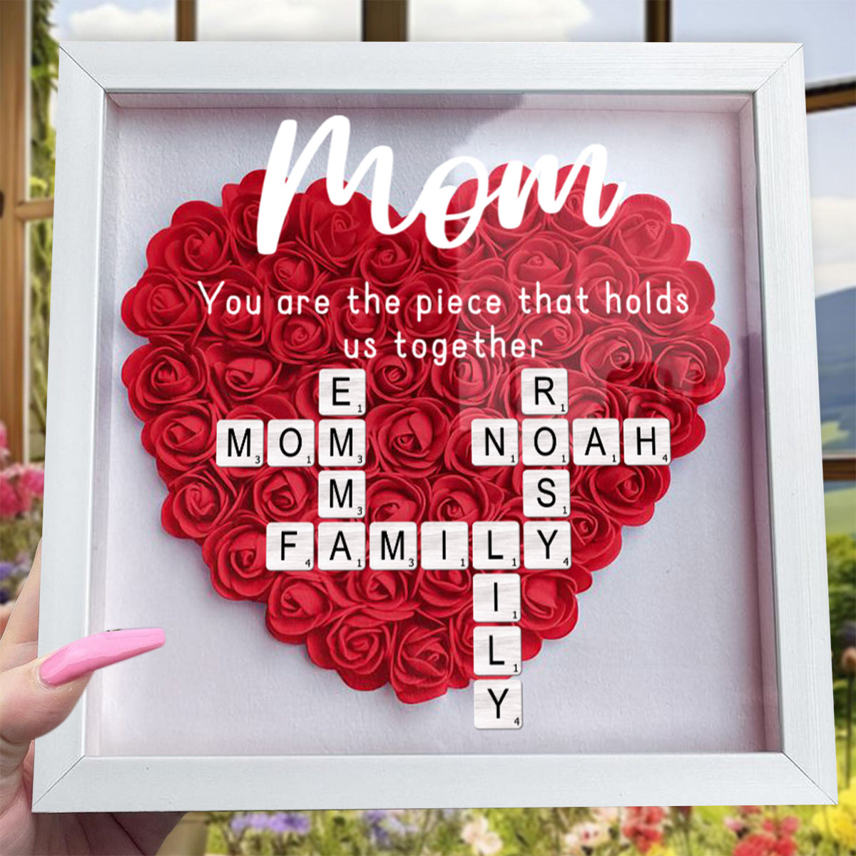 You Are The Piece That Holds Us Together - Personalized Flower Shadow Box With LED Light