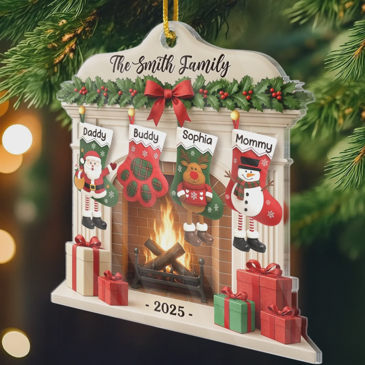 Christmas Glows Where Hearts Gather Personalized Acrylic Ornament Birthday Gifts