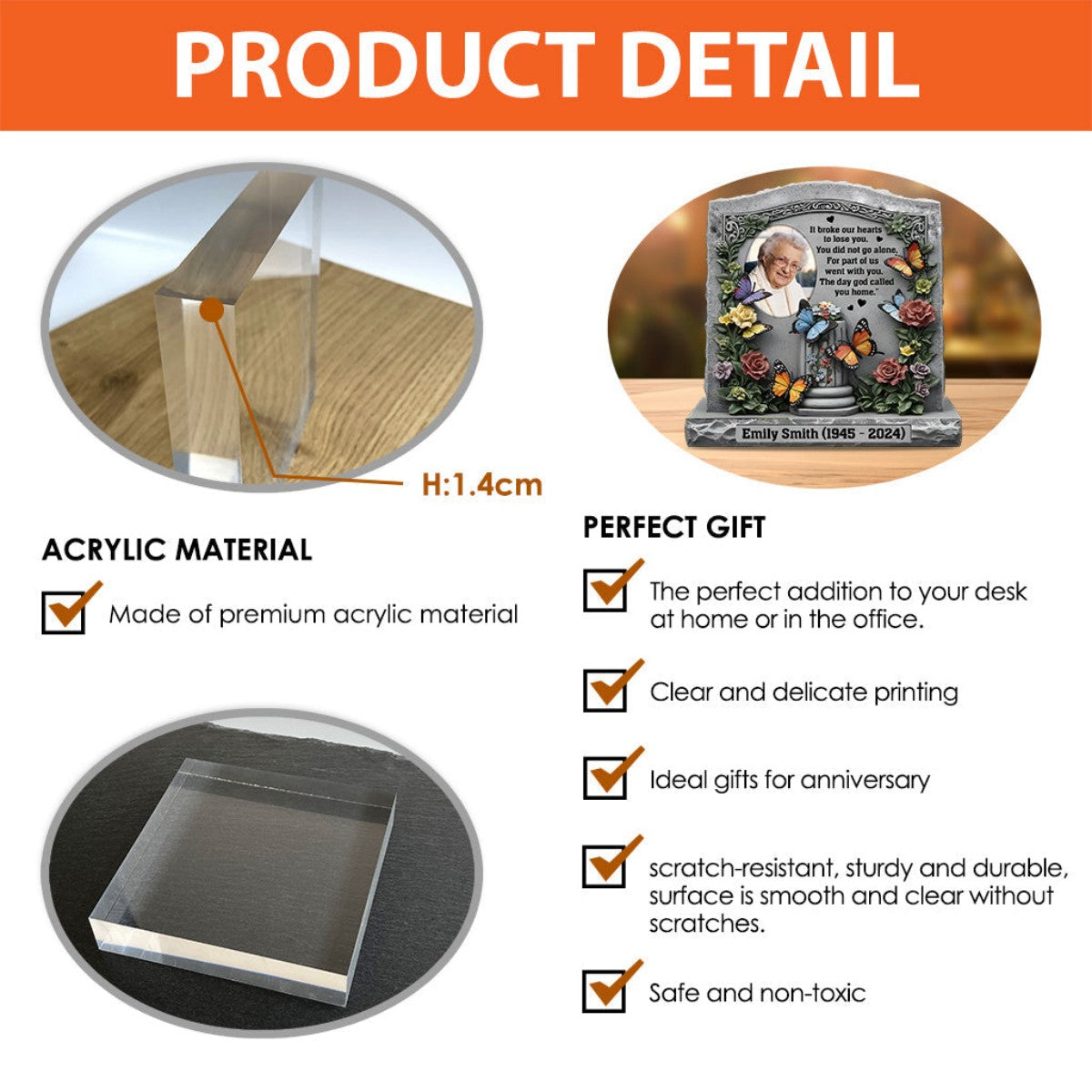 The Day God Called You Home - Personalized Memorial Custom Photo Acrylic Plaque