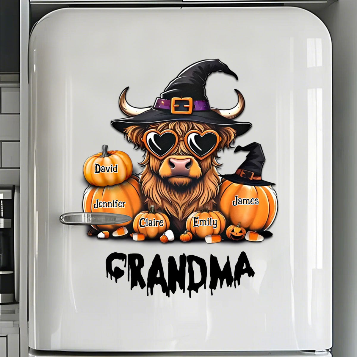 Personalized Gift For Nana Grandma Halloween Highland Cow Decal