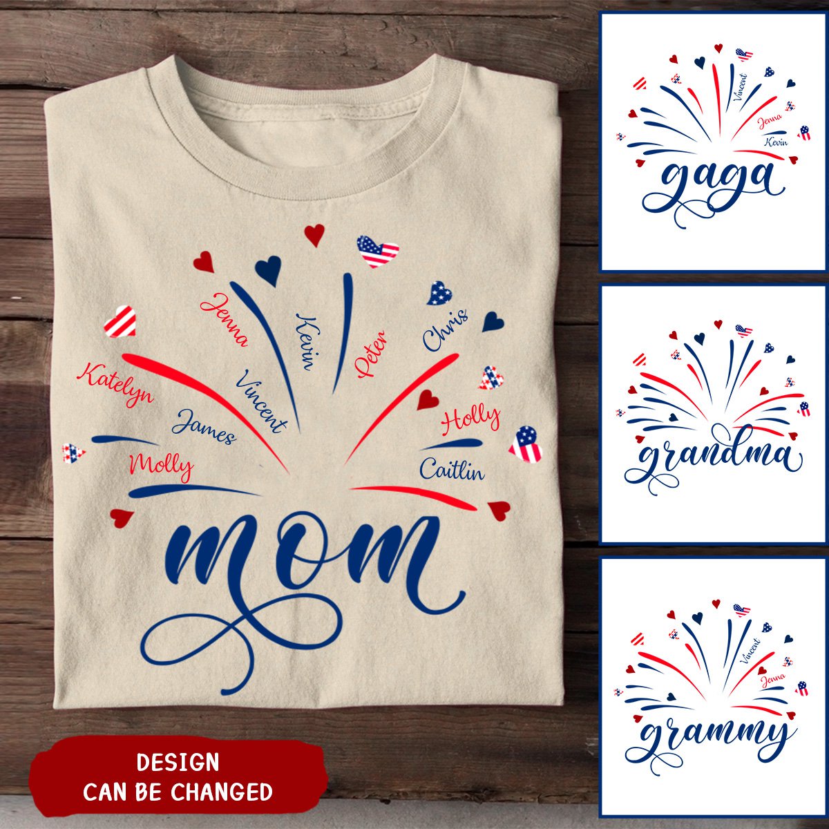 Personalized Firework Grandma And Kids Pure Cotton T-Shirt