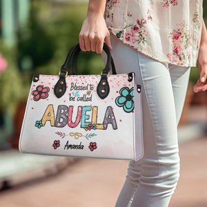 Blessed Nana - Personalized Leather Handbag Gift For Mom And Grandma