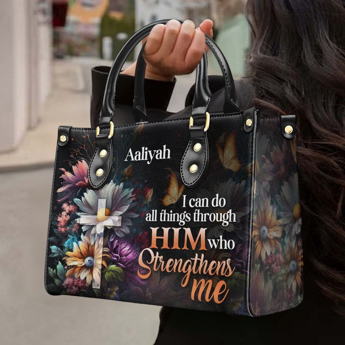 I Can Do All Things Through Him - Personalized Leather Handbag