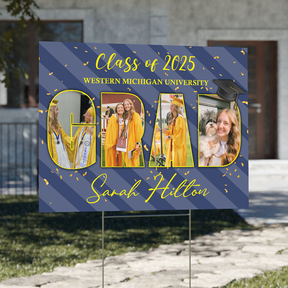 Personalized Custom Photo On Graduation Yard Sign