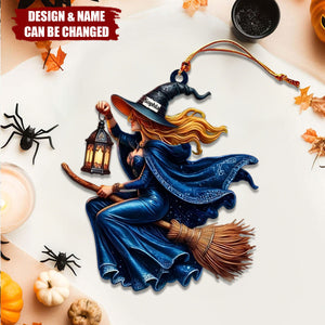 Custom Name Witch Ornament, Happy Halloween Gift