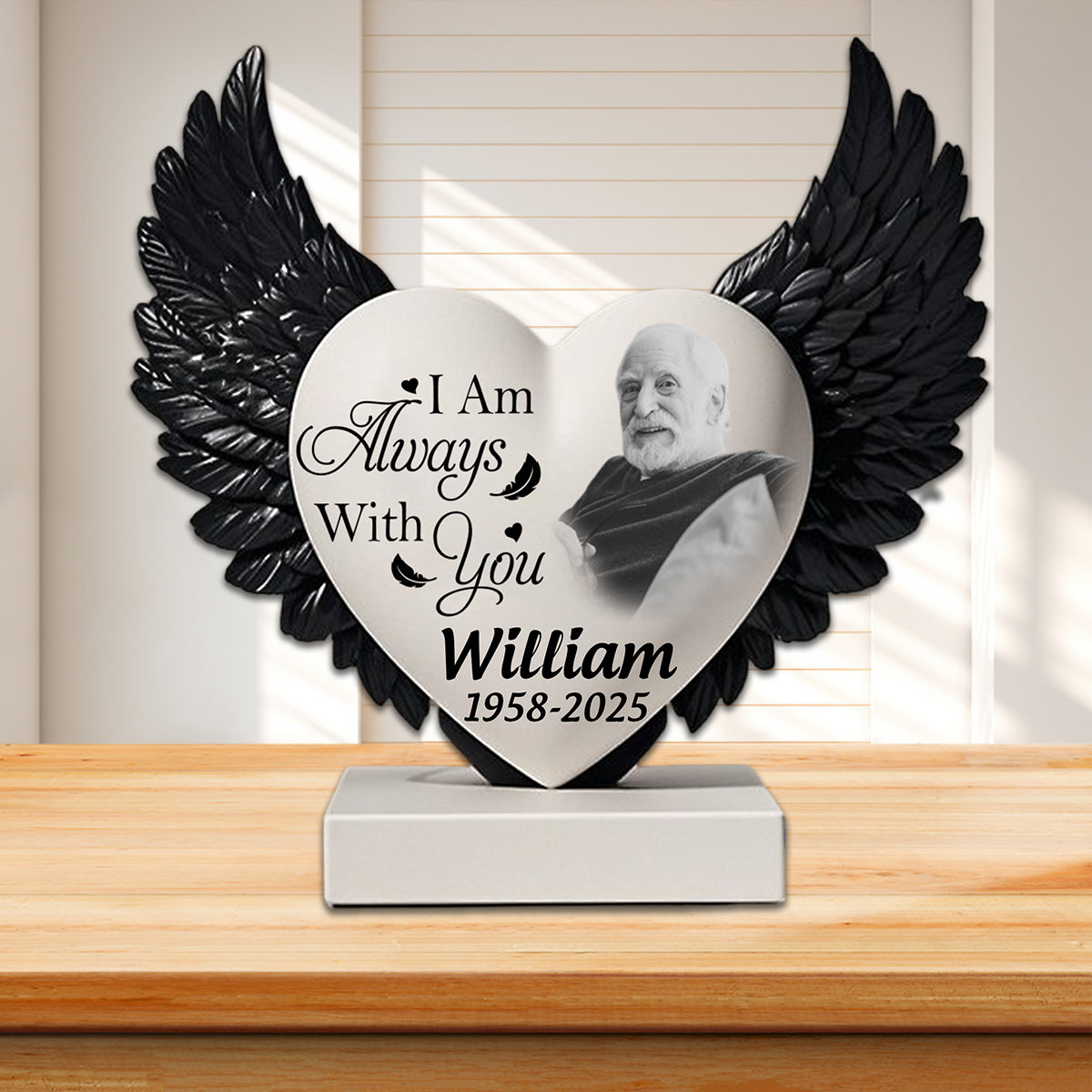 I am Always with You - Personalized Memorial Custom Heart Wings Shape Acrylic Plaque