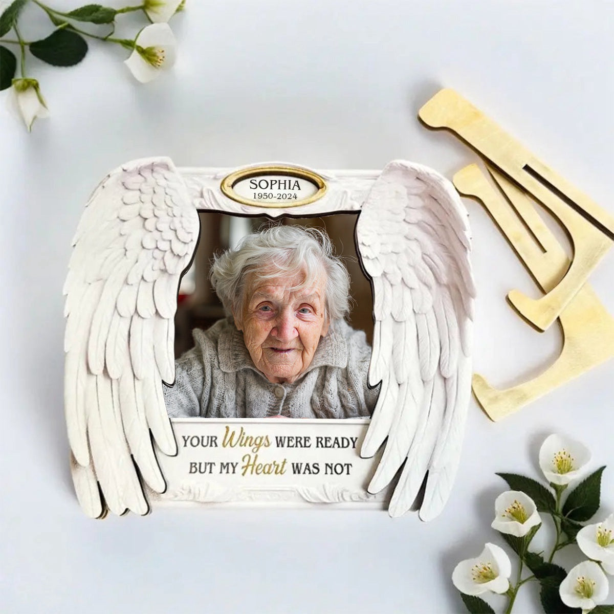 Your Wings Were Ready But My Heart Was Not Personalized Wooden Photo Plaque