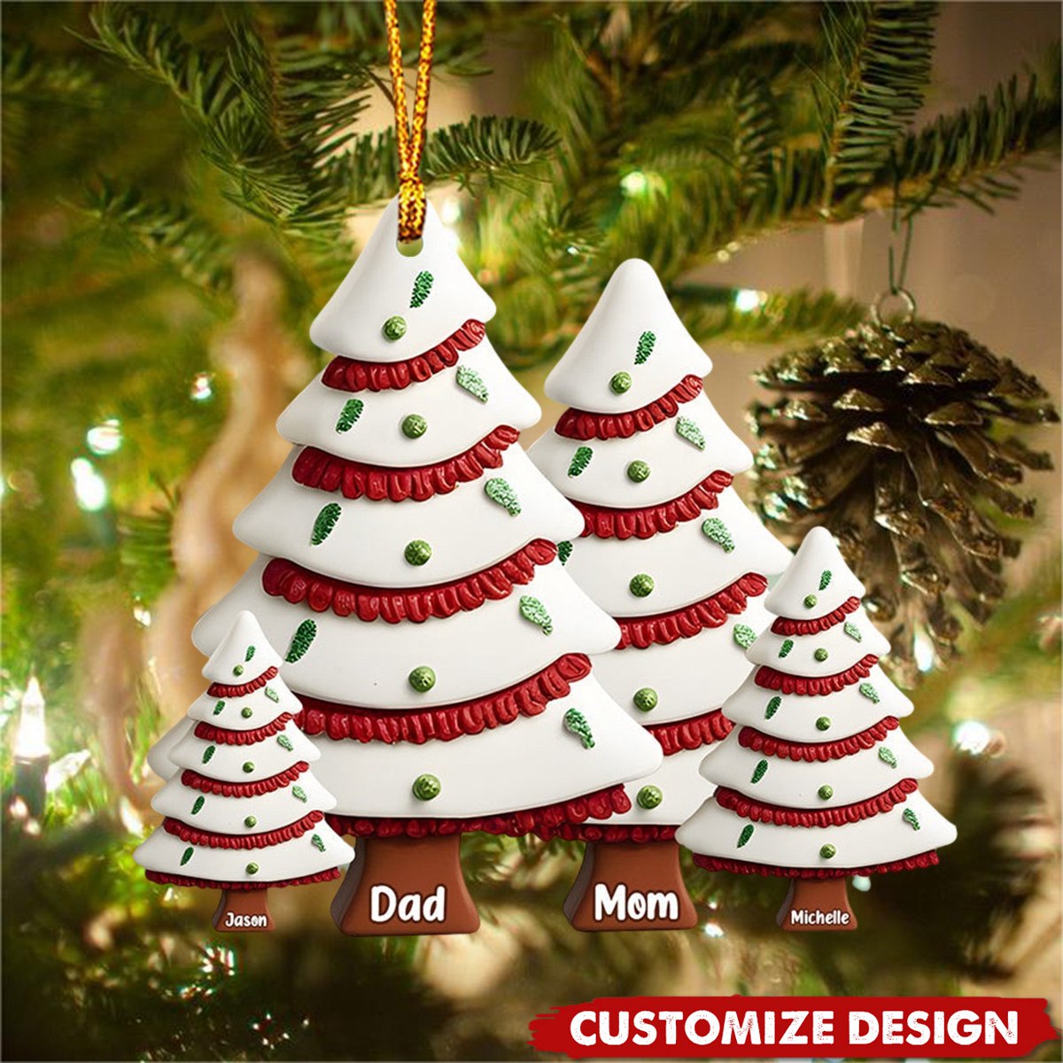 Christmas Family - Personalized Family Christmas Tree Cake Ornament