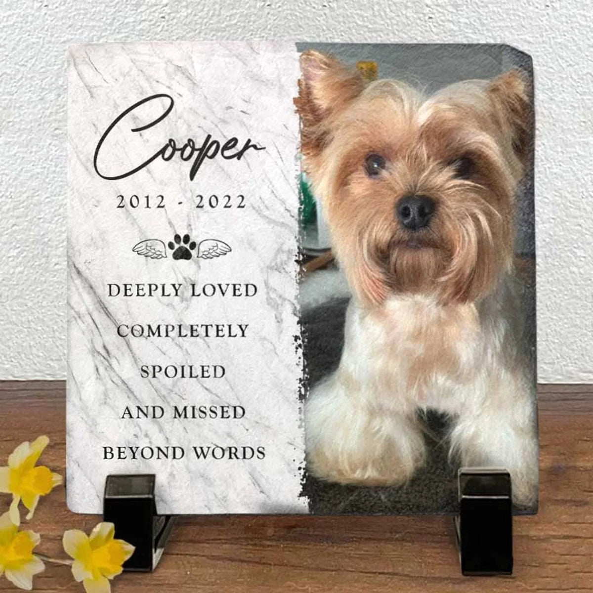 Custom Photo Deeply Loved - Personalized Memorial Stone Slate Gift For Pet Lovers