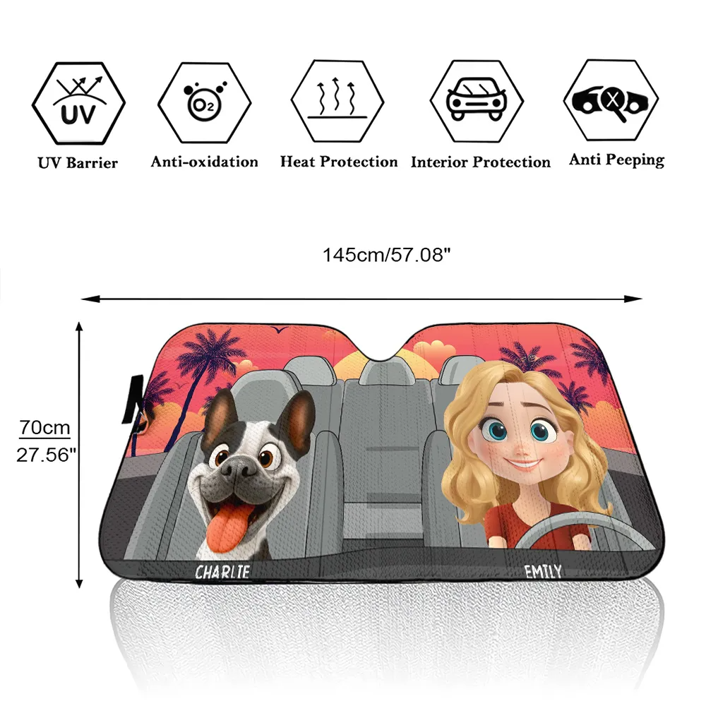 Adventures with My Dog - Personalized Car Sunshade
