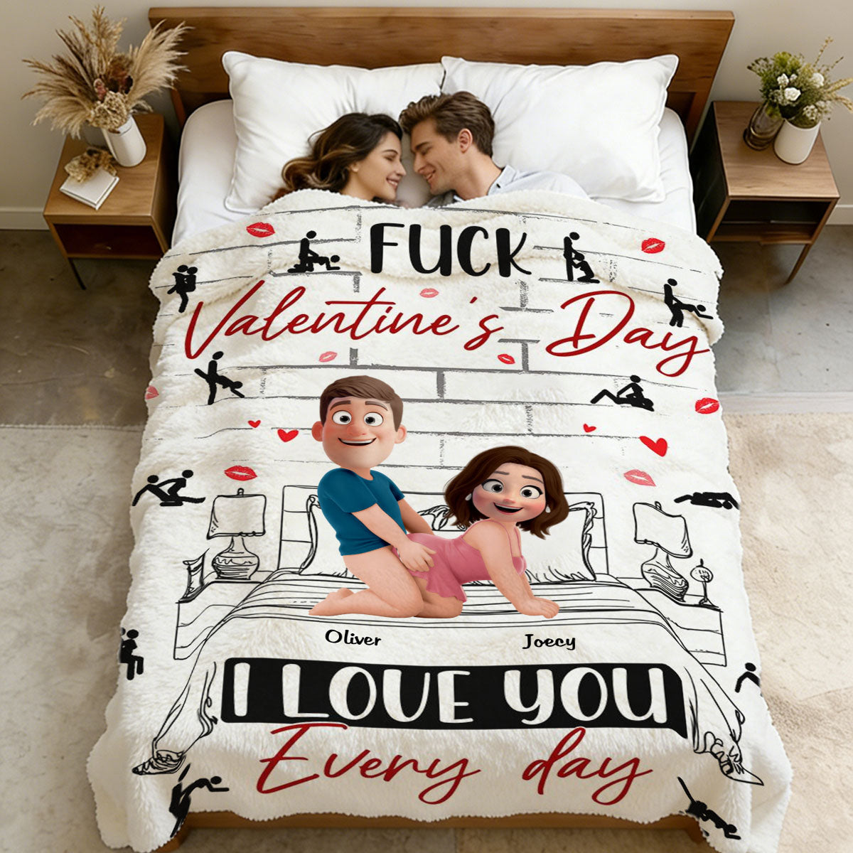 Naughty Couple I Love You Every Day - Personalized Blanket- Personalized Blanket Gifts For Husband And Wife