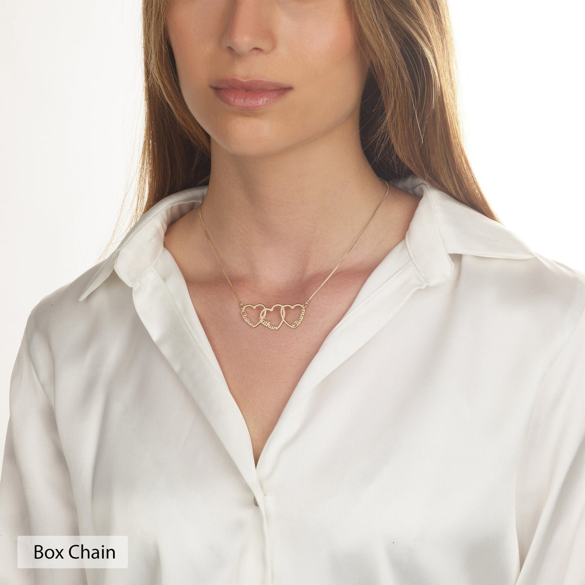 Personalized Multiple Heart Necklace Gift for Mom With Kids Names