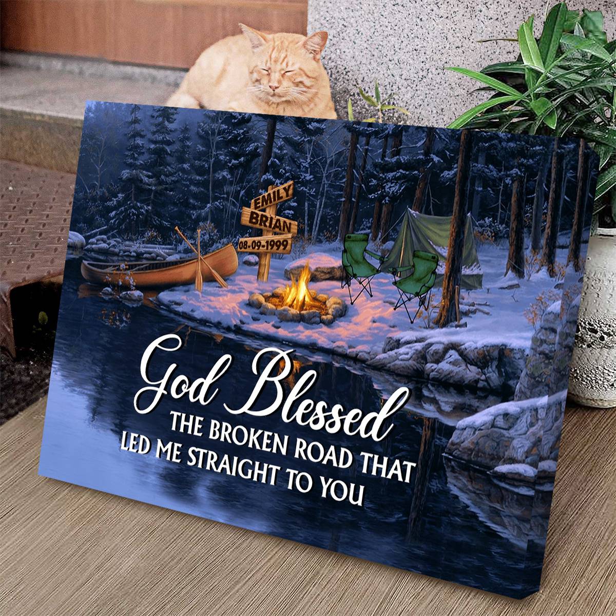 Broken Road - Personalized Camping Couple Canvas Poster