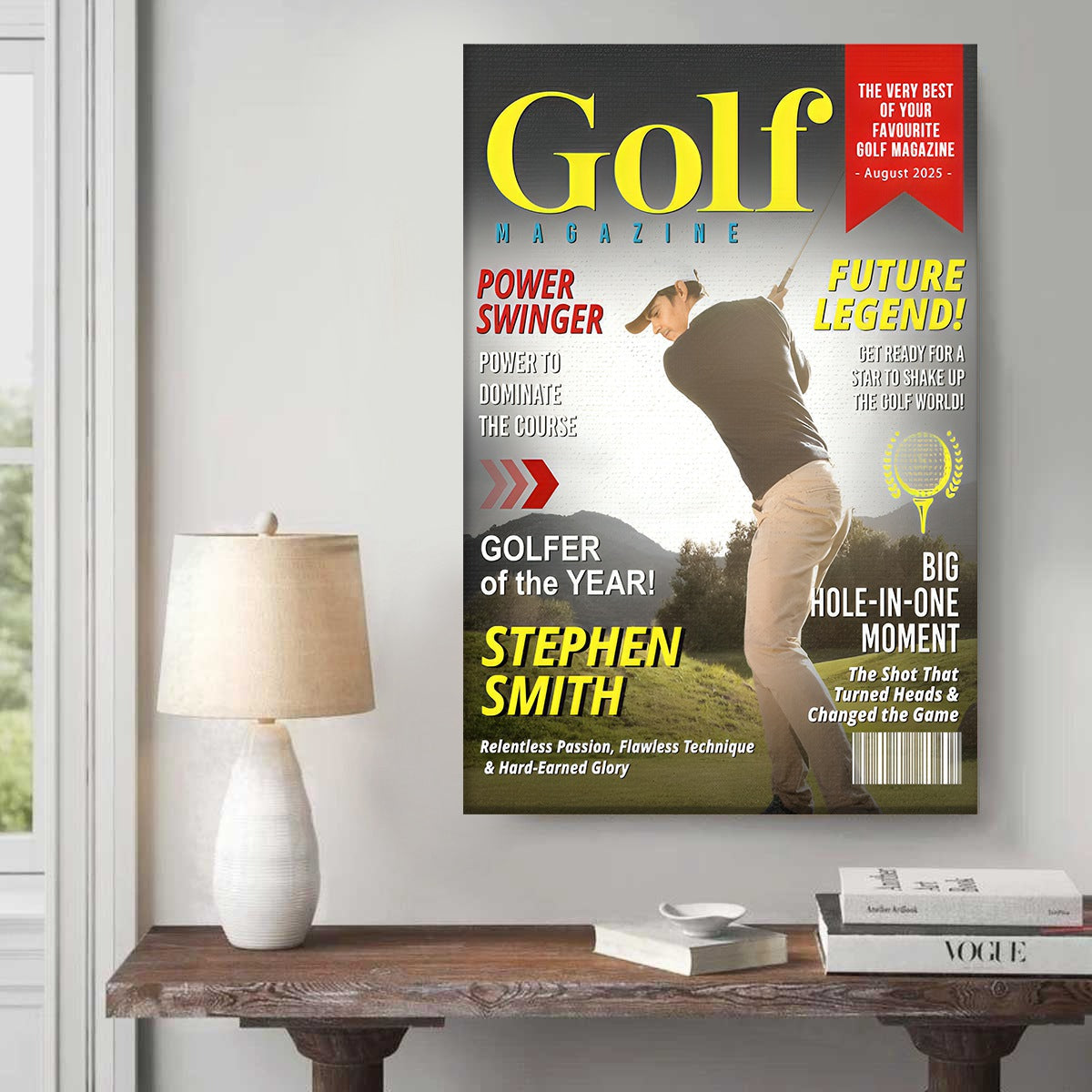 Custom Golf Magazine Cover, Golf Gift, Unique Gift for Golf Lovers, Gifts for Golf Coach, End Of Season Golf Canvas