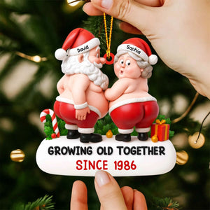 Growing Old Together Since Santa And Mrs. Claus Personalized Acrylic Ornament Custom Gift For Couples