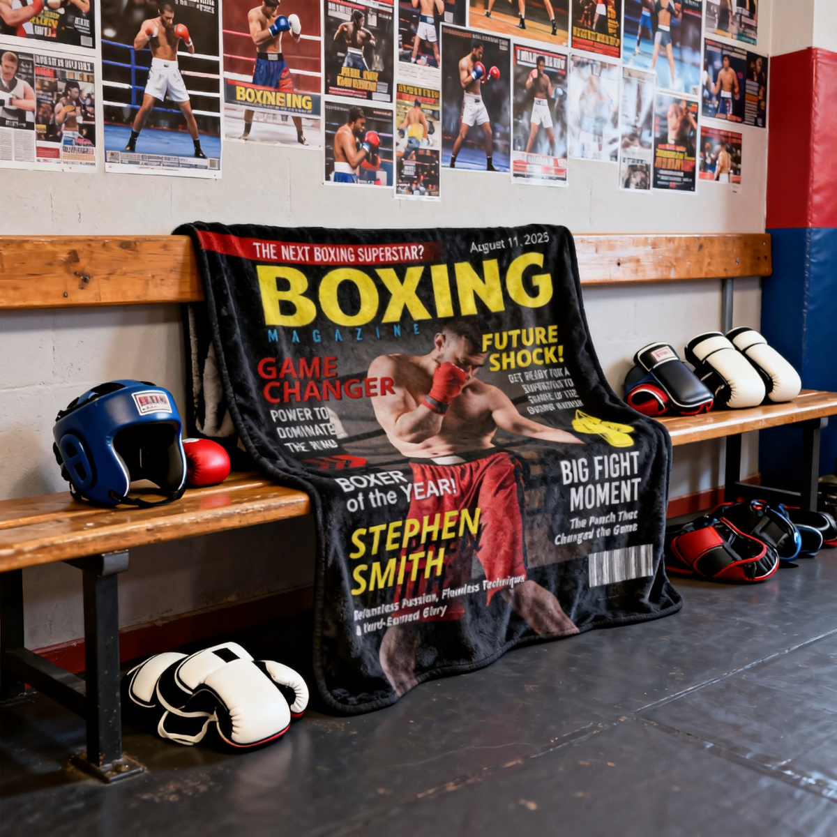 Personalized Boxing Magazine Cover Blanket Boxing Gifts, Boxing Retirement Gift, Boxing Coach Gift, Boxing Lover Gift