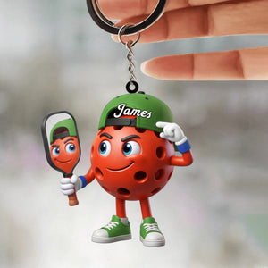 Mirror Paddle, Self-Admiring Pickleball Personalized Cool Pickleball Ball Mascot Keychain